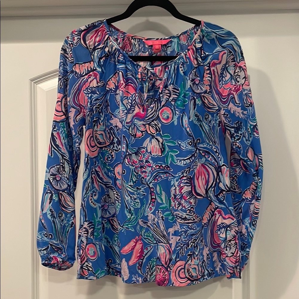 Floral Blue and Pink Women's Top